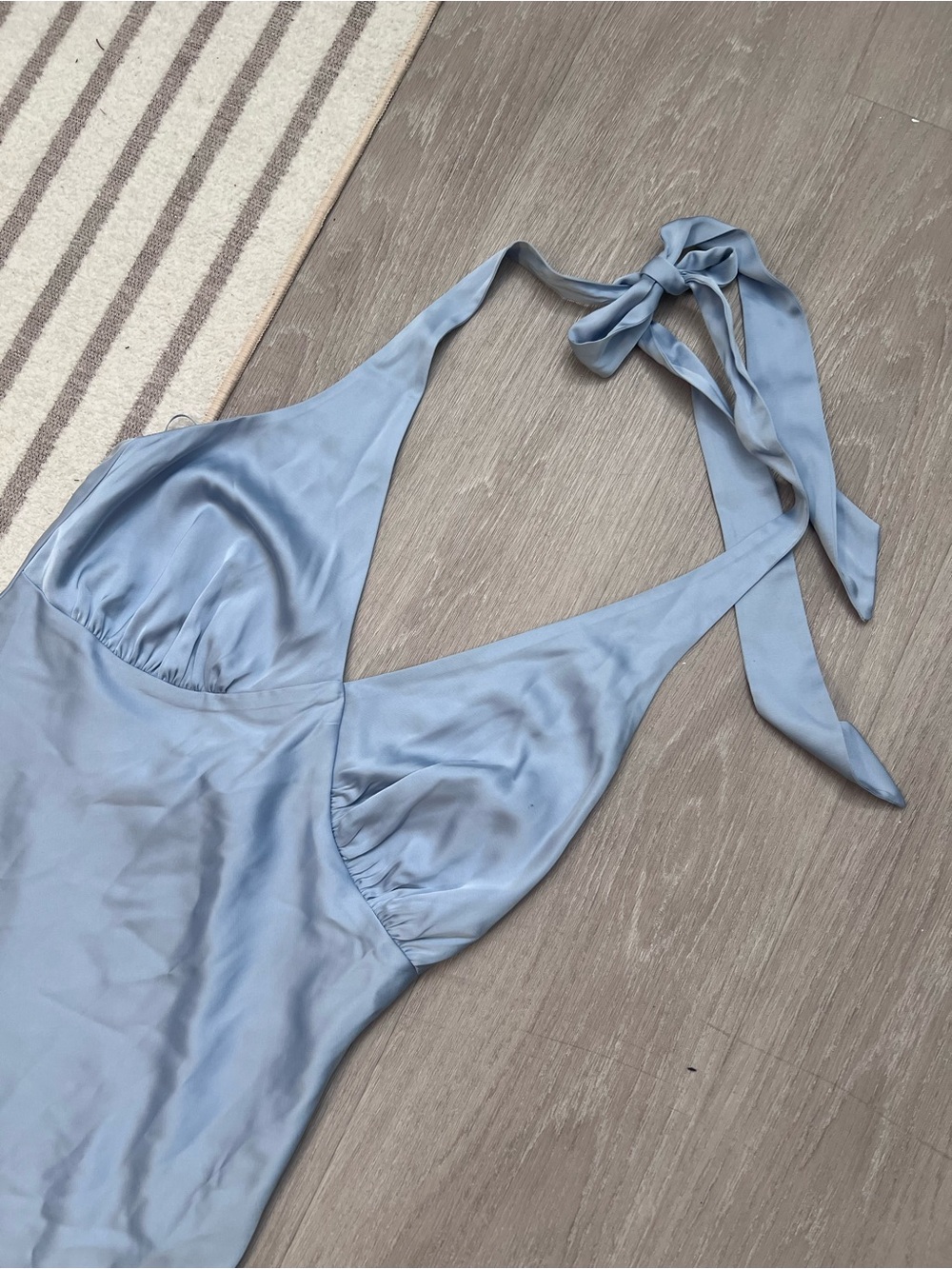 Abercrombie Julia Blue Slip Halter Maxi Dress - Size L NWT! - Picture 8 of 9